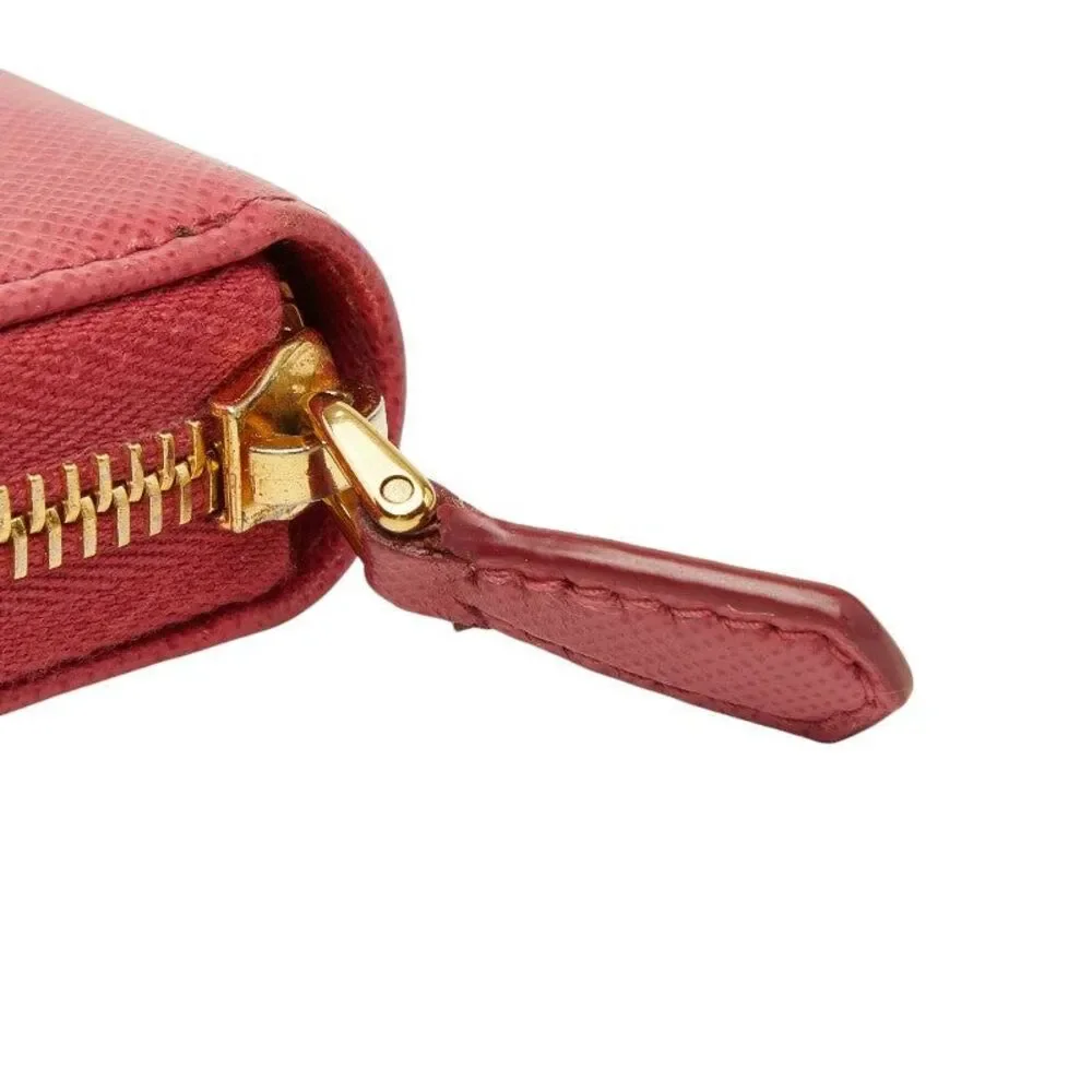 Prada Saffiano Round Zip Long Wallet
